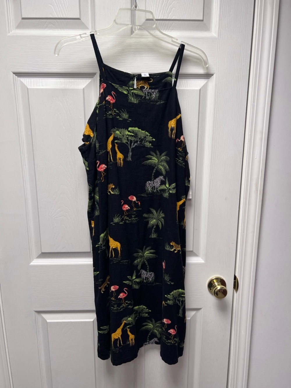 NWT Old Navy Linen Blend Dress Safari Jungle Print Sleeveless  LG Tall